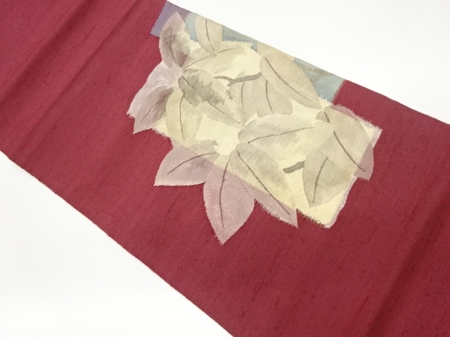 JAPANESE KIMONO / VINTAGE FUKURO OBI / SILK / TSUMUGI / WOVEN FLOWER